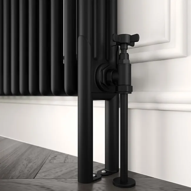 Athens Matt Black Triple Column Horizontal Traditional Radiator 450x1010mm