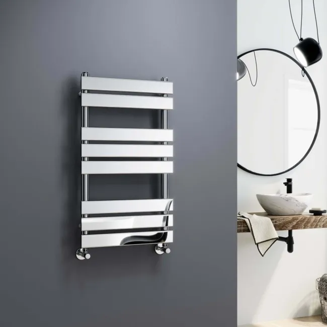 Santorini Chrome Flat Panel Heated Towel Rail 800x450mm
