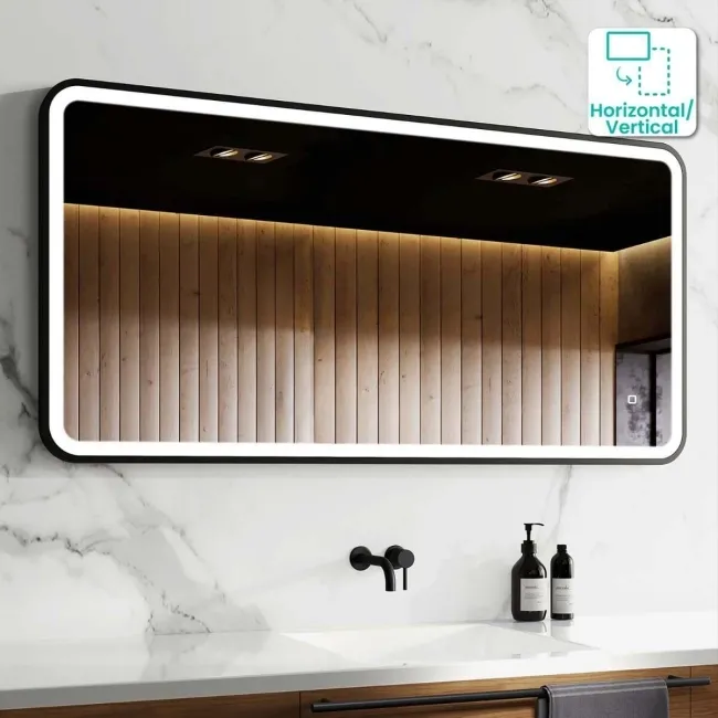 Olivia Black Framed Illuminated LED Mirror 600x1200mm