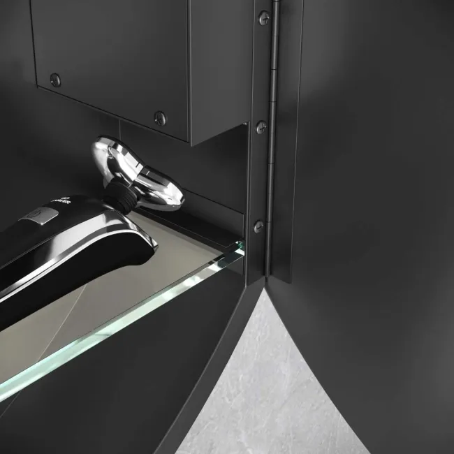 Mollie Black Framed Round Illuminated LED Mirror Cabinet 600mm