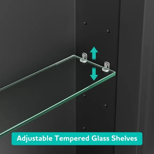 Esme Matt Black Illuminated LED Recessed Mirror Cabinet 700x800mm