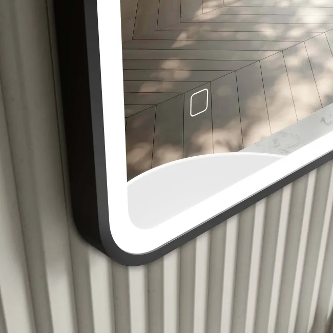 Mila Black Framed Illuminated LED Mirror 700x500mm