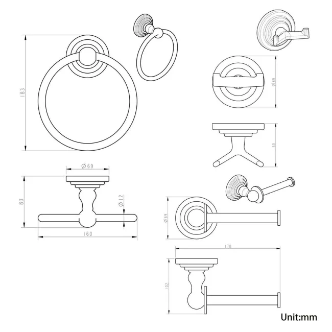 Eleanor Chrome 3 Pieces Accessory Set