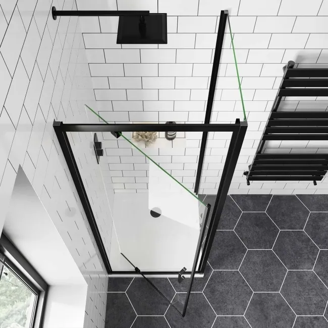 London Matt Black 6mm Pivot Shower Enclosure 700x700mm