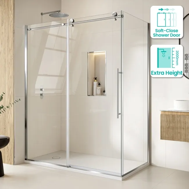 Prague 8mm Soft Closing Sliding Shower Enclosure 1600x700mm