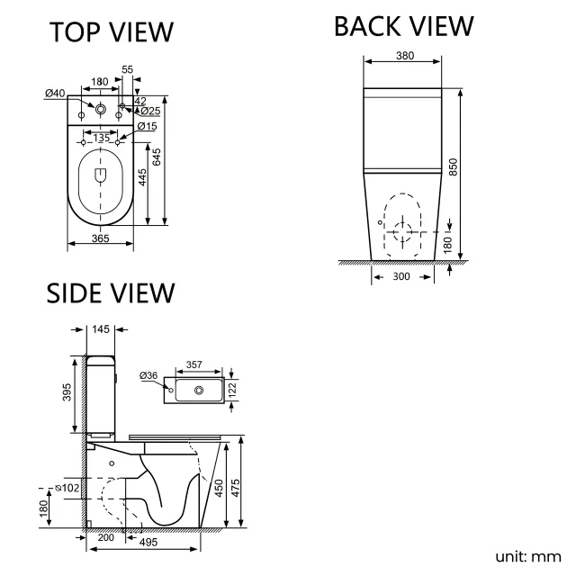 Loma 2-In-1 Combined Wash Basin & Rimless Comfort Height Toilet With Premium Soft Close Seat