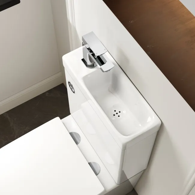 Loma 2-In-1 Combined Wash Basin & Rimless Comfort Height Toilet With Premium Soft Close Slim Seat
