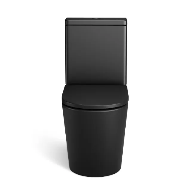 Loma Matt Black Rimless Fully Back To Wall Close Coupled Toilet With Premium Soft Close Seat
