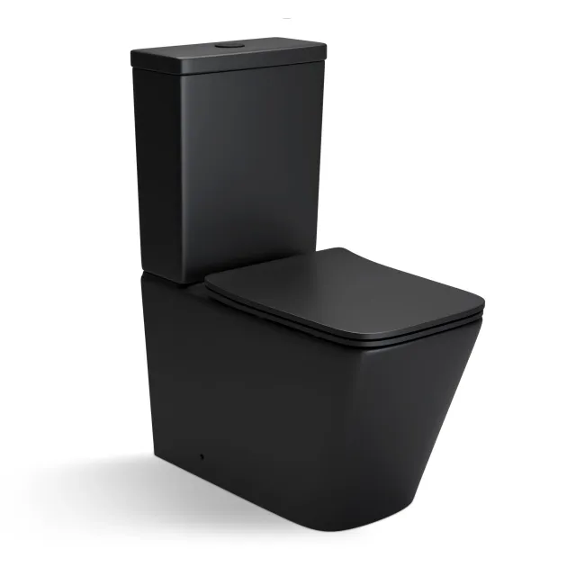 Kent Matt Black Rimless Close Coupled Toilet With Premium Soft Close Slim Seat