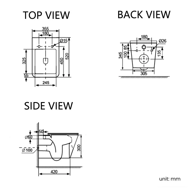 Kent Matt Black Rimless Tornado Wall Hung Toilet With Premium Soft Close Slim Seat