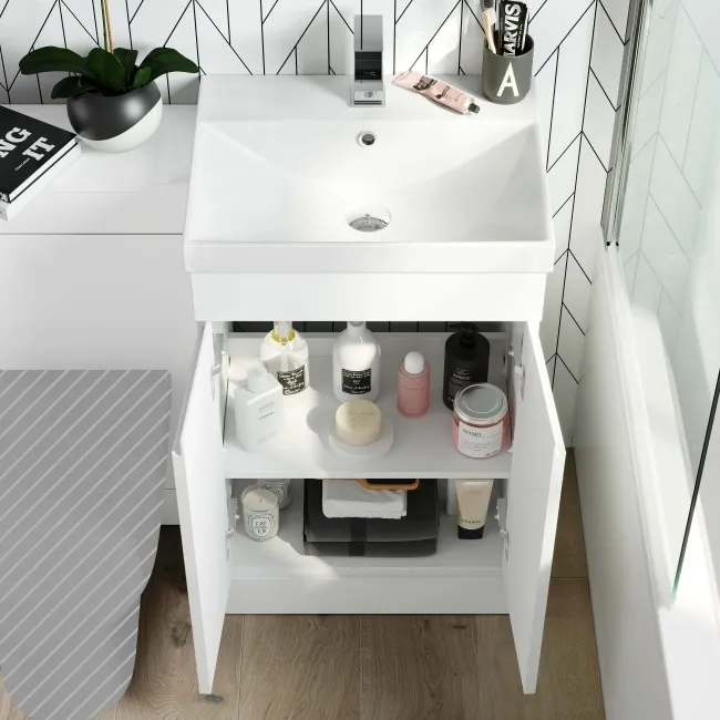 Trent Gloss White Basin Vanity and Back To Wall Unit 1000mm