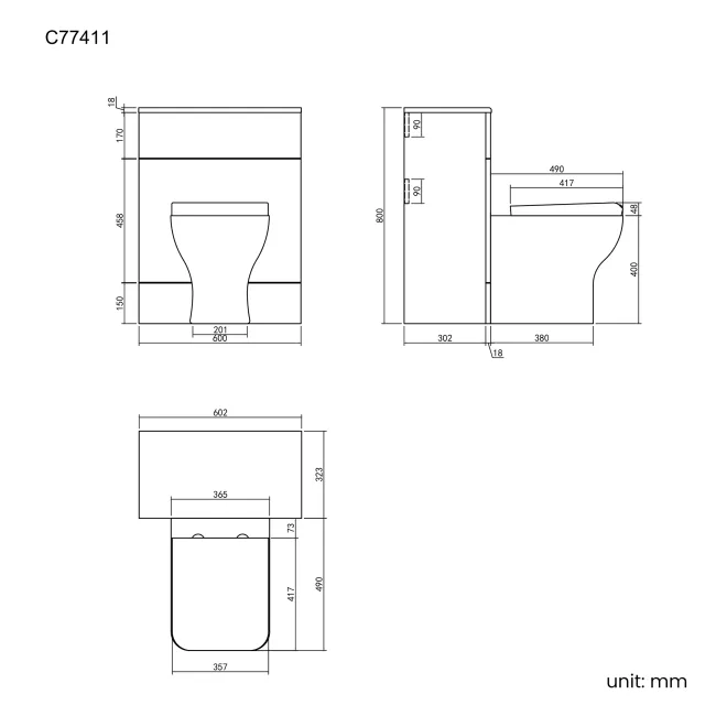 Charcoal Elm Back To Wall Unit and Atlanta Toilet