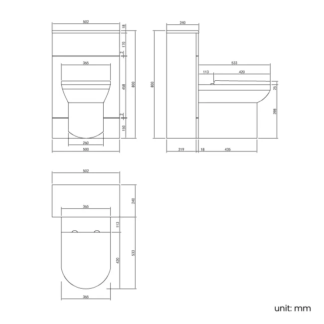 Harper Gloss White Back To Wall Unit 500mm and Miami Toilet