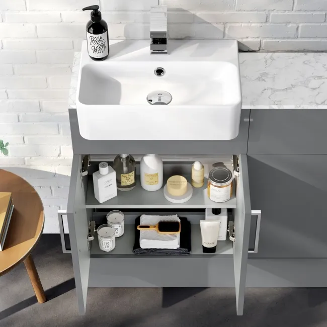 Harper Stone Grey Combination Vanity Basin with Marble Top & Aruba Toilet 1000mm