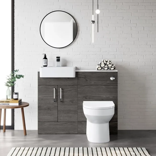 Harper Charcoal Elm Combination Vanity Basin with Marble Top & Miami Toilet 1000mm