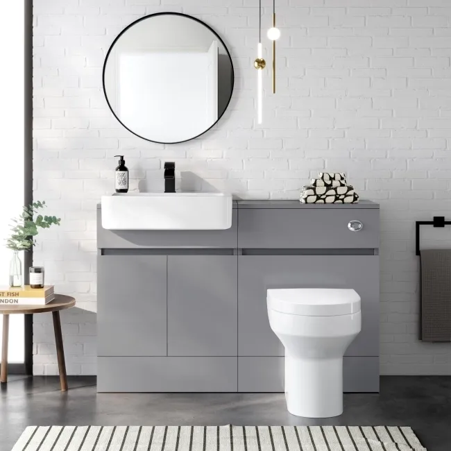 Foster Stone Grey Back To Wall Unit and Denver Toilet