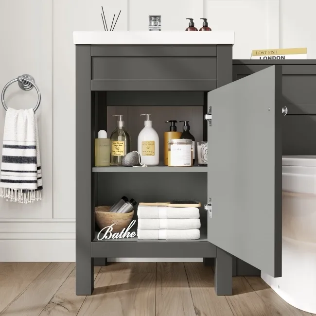 Bermuda Graphite Grey Combination Vanity Basin and Seattle Toilet 1000mm