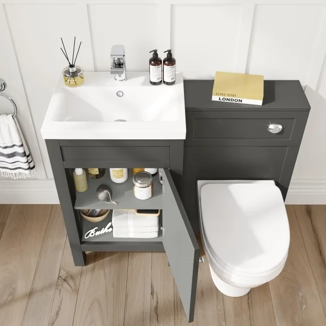 Bermuda Graphite Grey Combination Vanity Basin and Seattle Toilet 1000mm