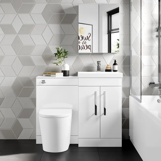 Avon Gloss White Combination Vanity Basin and Boston Toilet 1000mm