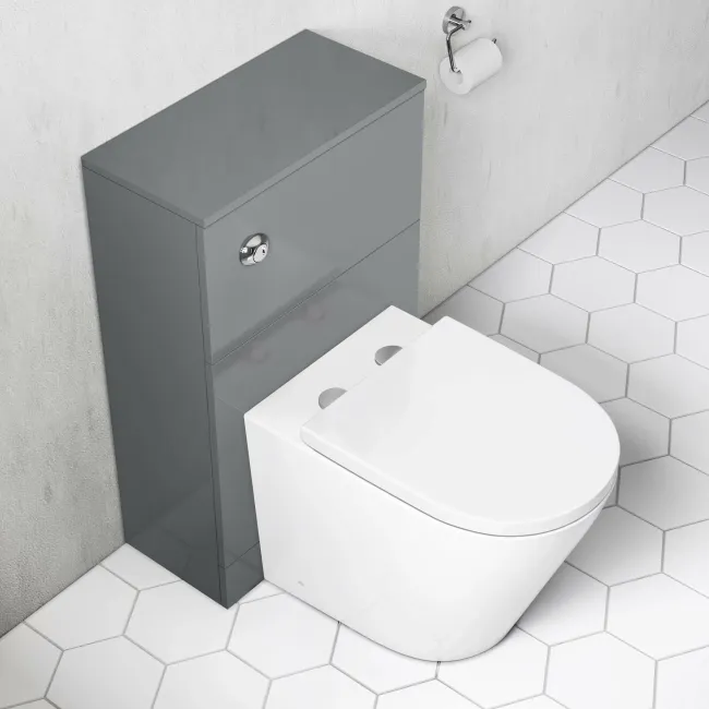Austin Stone Grey Slimline Back To Wall Unit and Boston Toilet