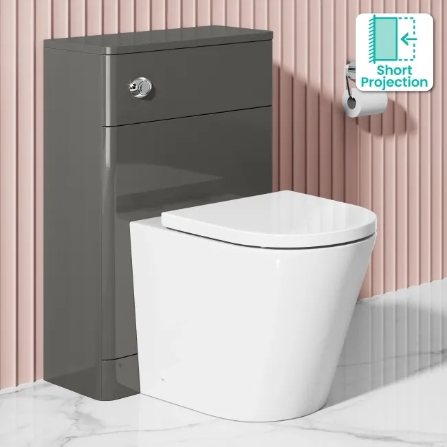 Bali Curved Tungsten Grey Slimline Back To Wall Unit and Boston Toilet