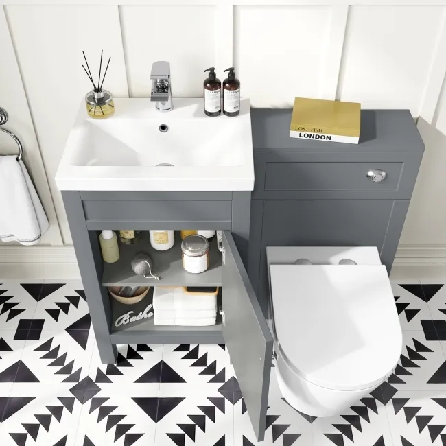 Bermuda Dove Grey Combination Vanity Basin and Boston Toilet 1000mm