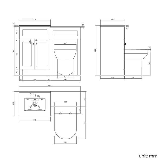 Milos Fog Grey Combination Vanity Basin and Miami Toilet 1000mm - Chrome Handles