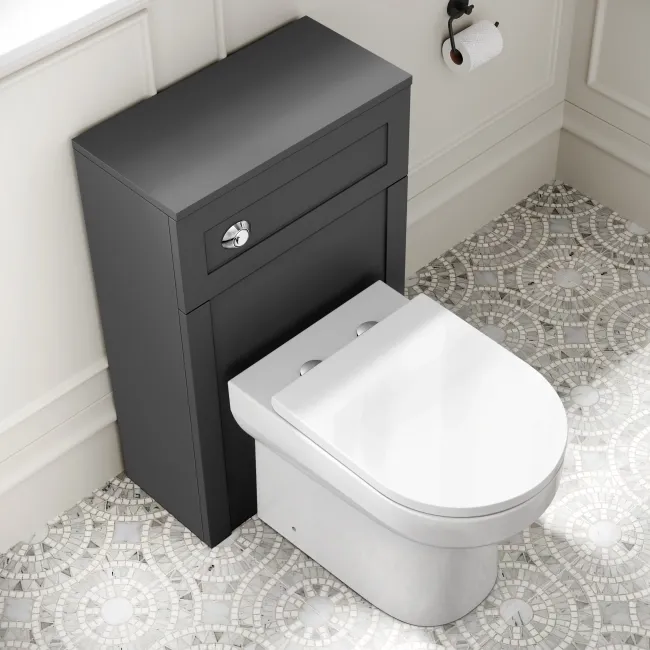 Milos Slate Grey Combination Vanity Basin and Miami Toilet 1300mm - Chrome Handles