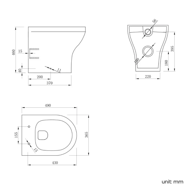 Troy Rimless Comfort Height Back To Wall Toilet With Premium Soft Close Seat