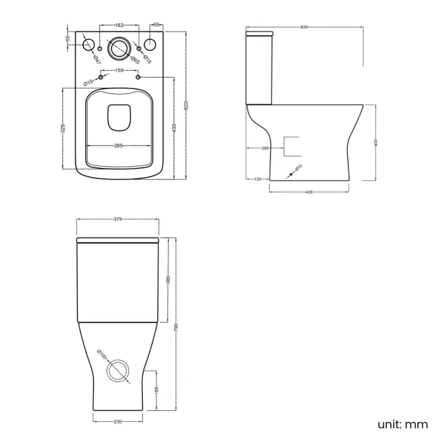 Boise Rimless Close Coupled Toilet With Premium Soft Close Slim Seat