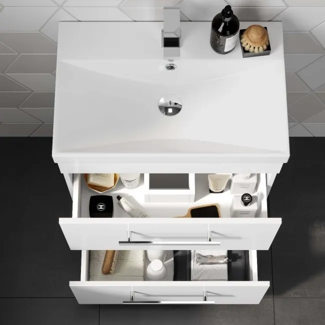 Avon Gloss White Basin Drawer Vanity 600mm and Toilet Set