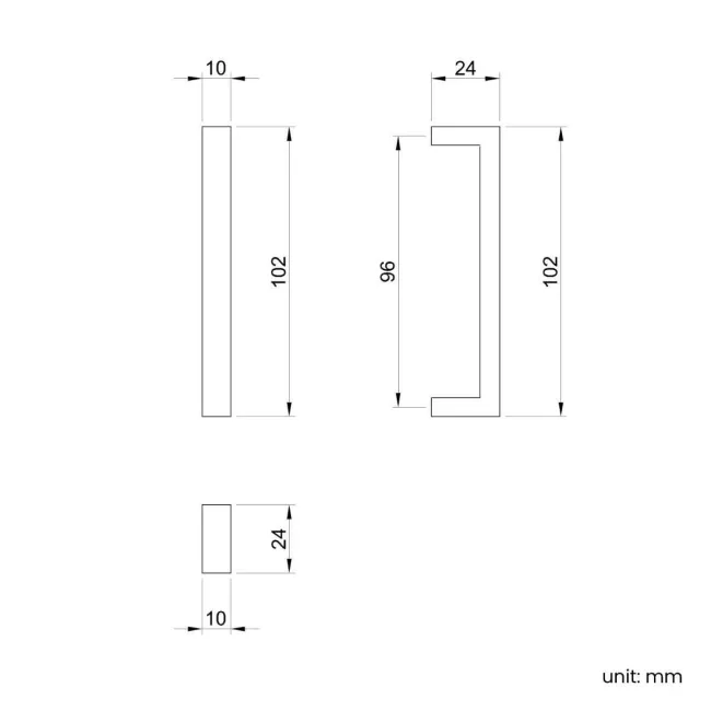 Matt Black Handle for Quartz & Mersey Furniture Ranges