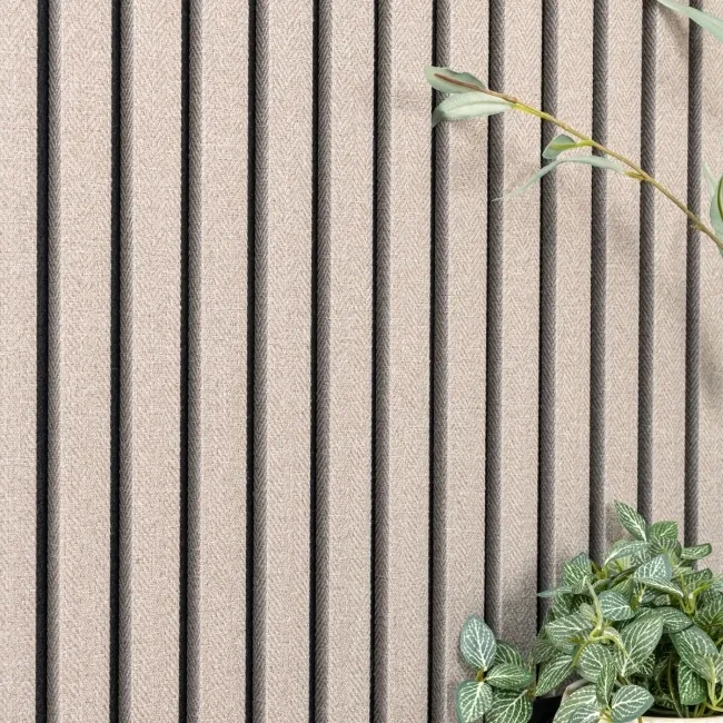 Trepanel® Texture Grey Taupe Woven Acoustic Wood & Felt Slat Panels