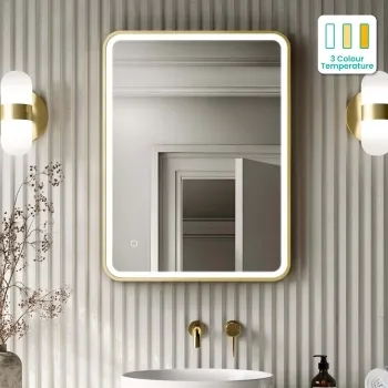 Mila Brushed Brass Illuminated LED Mirror 800x600mm