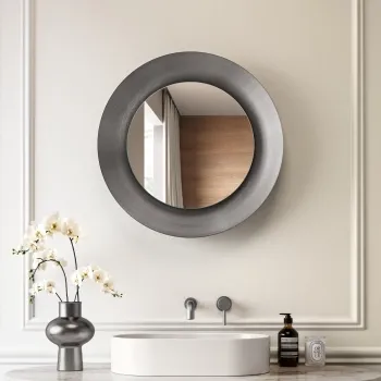 Georgia Pale Brushed Gunmetal Round Illuminated LED Mirror 650mm