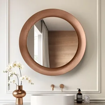 Georgia Pale Brushed Bronze Round Illuminated LED Mirror 850mm