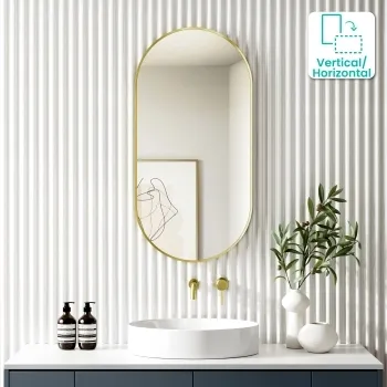 Adele Pill Brushed Brass Mirror 1000x500mm