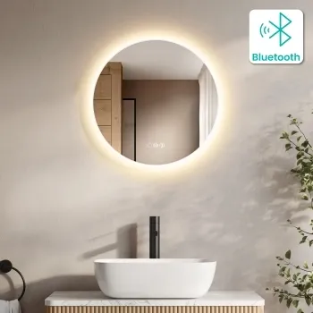 Kay Round Illuminated LED Mirror With BLUETOOTH Speaker 500mm