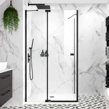 Vienna Matt Black Easy Clean 8mm Hinged Shower Enclosure 1100x900mm
