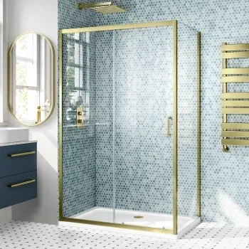 London Brushed Brass 6mm Sliding Shower Enclosure 1200x760mm