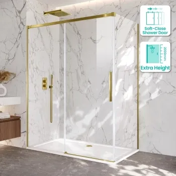 Lisbon Brushed Brass 8mm Sliding Shower Enclosure 1600x800mm