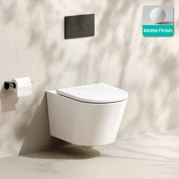 Loma Matt White Rimless Wall Hung Toilet With Premium Soft Close Seat