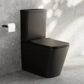 Kent Matt Black Rimless Close Coupled Toilet With Premium Soft Close Slim Seat