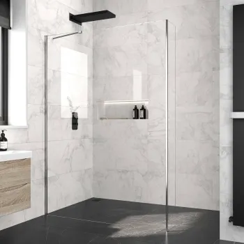 Copenhagen Easy Clean 8mm Wet Room Shower Glass Panel 1400mm & 250mm Return Panel