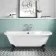 Harrow 1700mm Back To Wall Roll Top Bath - Black Ball Feet