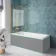Antigua 1700x750 Keyhole Shower Bath & 6mm Easy Clean Brushed Brass Bath Screen