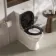 Alma Traditional Rimless Close Coupled Toilet With Gloss Black Wooden Soft Close Seat - Brushed Brass Hinges
