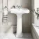 Hudson Traditional Low-Level Toilet With Midnight Green Seat & Pedestal Basin - Single Tap Hole