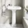 Hudson Traditional High-Level Toilet With Midnight Green Seat & Pedestal Basin - Double Tap Hole