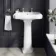Hudson Traditional High-Level Toilet With Cashmere Pink Seat & Pedestal Basin - Double Tap Hole